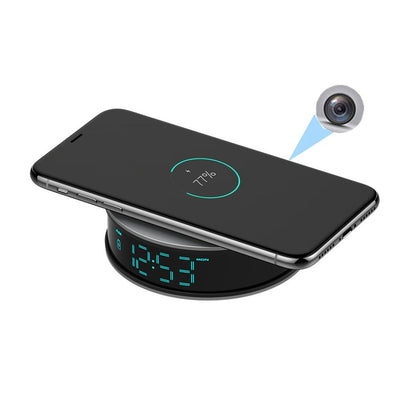 CRONY H300 Alarm clock wireless charging camera 1080P FAST PHONE CHARGER SURVEILLANCE CAMERA WITH NIGHT VISION - Edragonmall.com