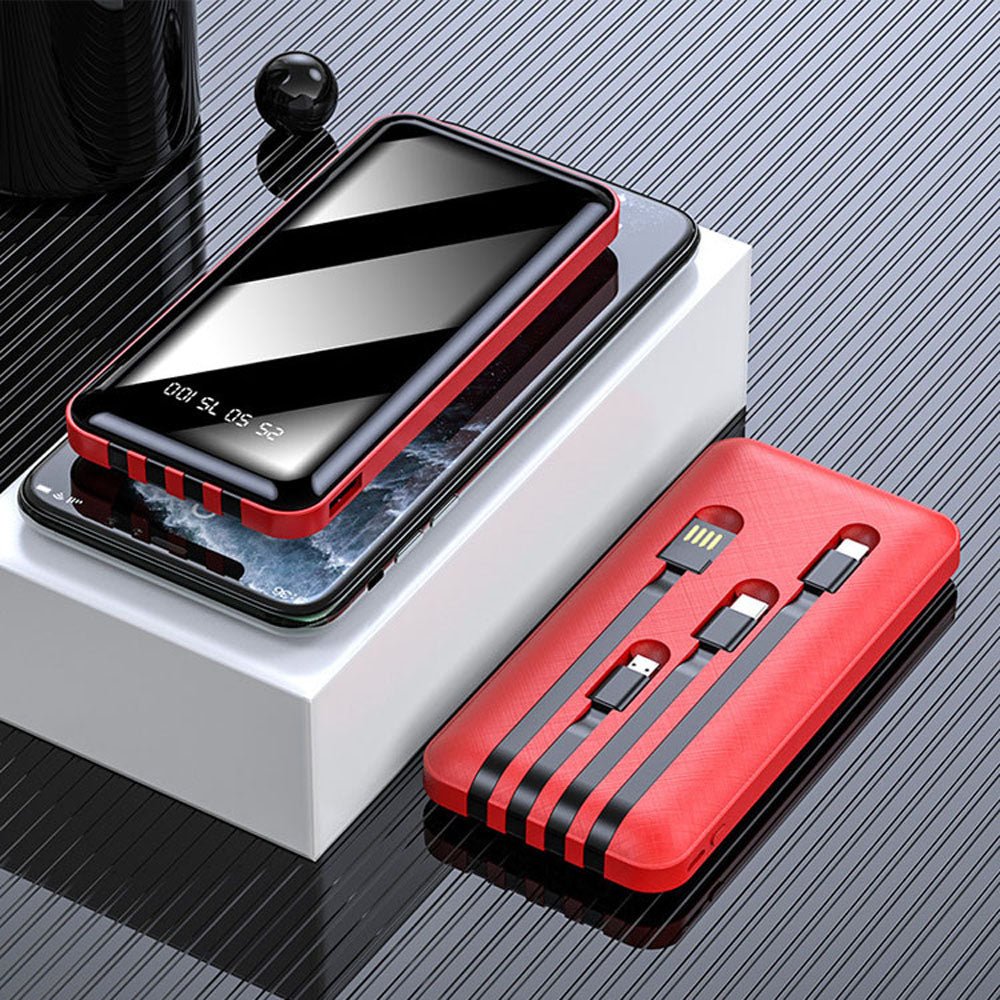 CRONY L15 Power Bank with Built-in 4 Cables slim mini data cable bank power power bank 28000mah - Edragonmall.com