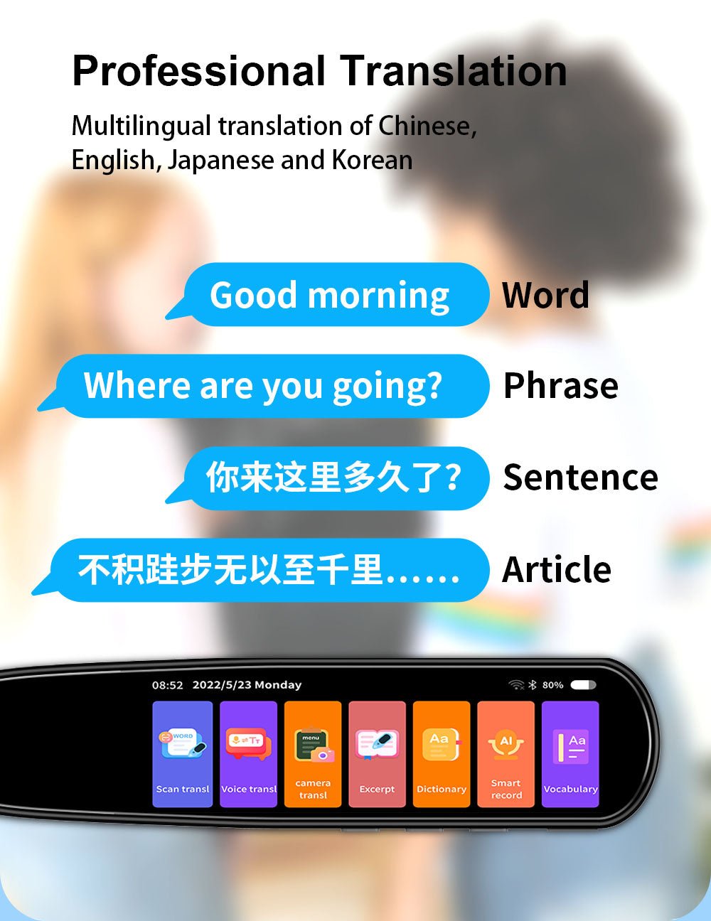 CRONY MD043 Plus Translation Pen language OCR Arabic scanning translation pen English Korean Japanese Malay Vietnamese - Edragonmall.com
