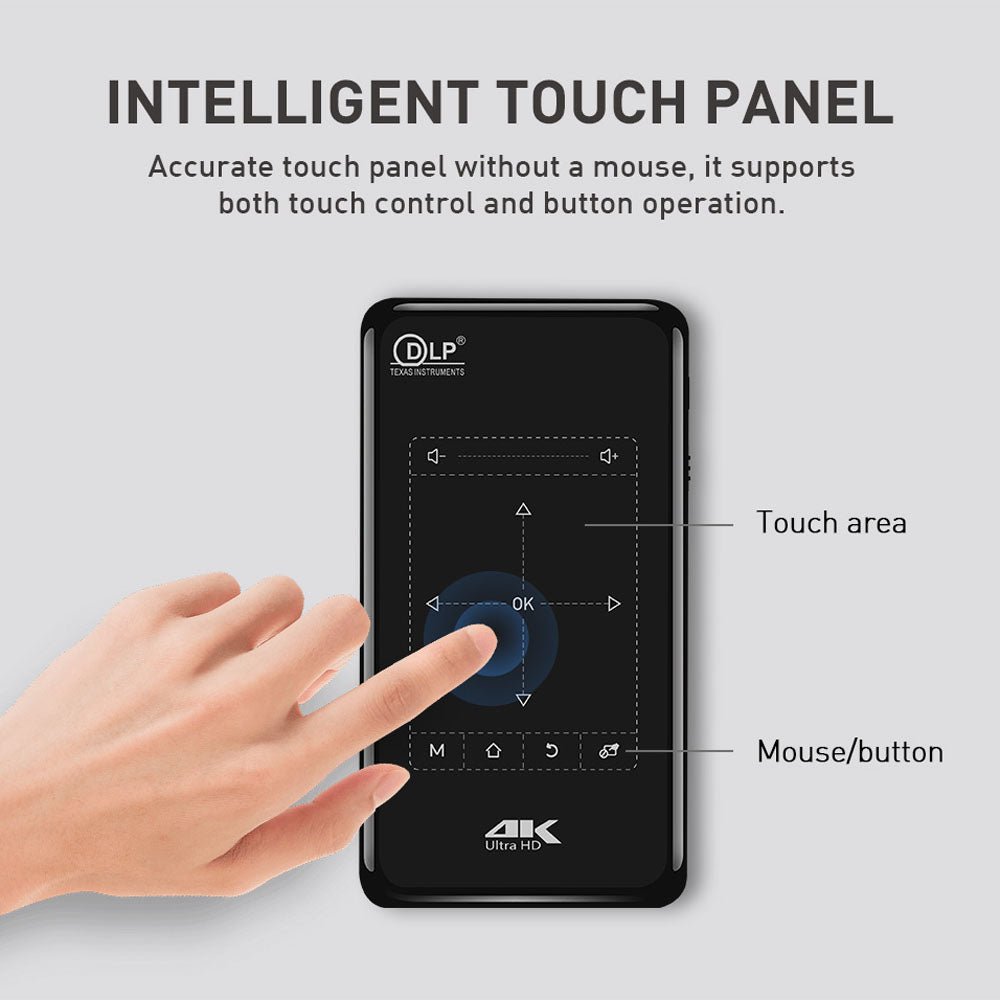 جهاز عرض CRONY P09-11 يعمل بنظام التشغيل Android 9.0 OS، جهاز عرض ثلاثي الأبعاد ذكي يعمل باللمس بالإصبع