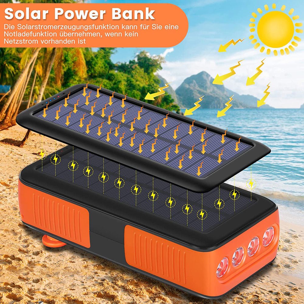 CRONY PS-618 Hand turn type power solar Power bank Solar battery hand crank power generation 40000mAh - Edragonmall.com