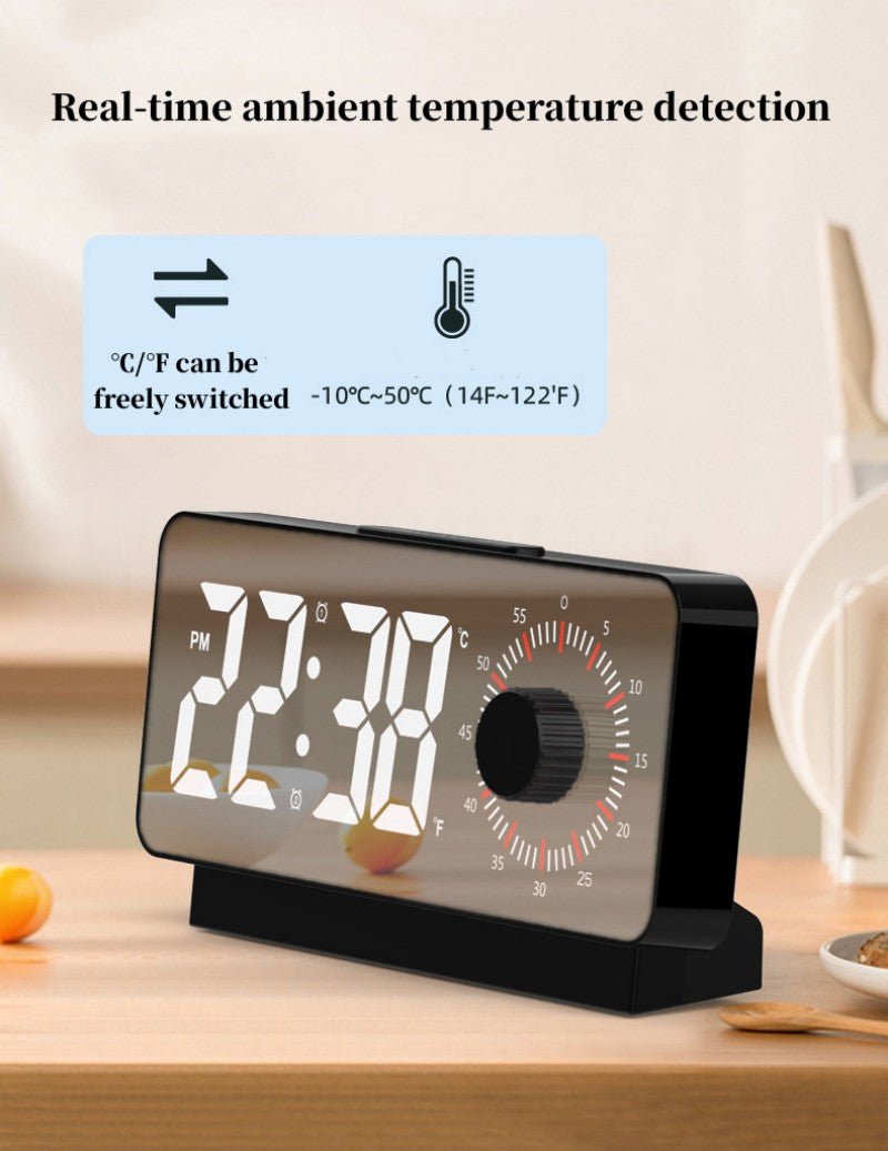 CRONY S238A Digital Alarm Clock with Visible Timer Snooze Temperature Date Knob Countdown Table Clock Dual Alarm Night Mode LED Clock - Edragonmall.com