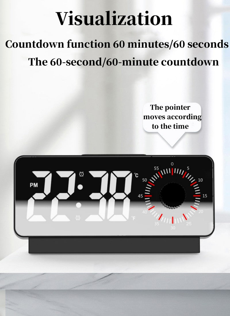 CRONY S238A Digital Alarm Clock with Visible Timer Snooze Temperature Date Knob Countdown Table Clock Dual Alarm Night Mode LED Clock - Edragonmall.com
