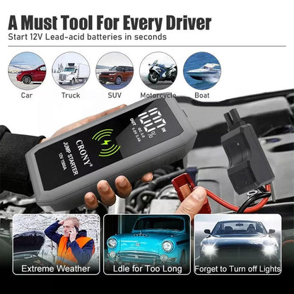 CRONY S606+Air Super Jumper Starter 12V Auto Car Battery Portable Jump Starter Power Station with wireless charging function - Edragonmall.com