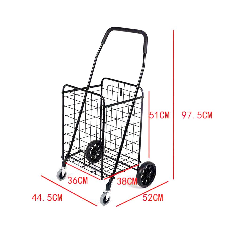CRONY SC-106B Grocery Shopping Cart with Swivel Wheels, Folding Shopping Cart with Wide Cushion Handle - Edragonmall.com