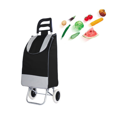 CRONY SC001 Shiping Cart Shopping Trolley Bag Folding Shopping Cart Collapsible Trolley Bag | black - Edragonmall.com