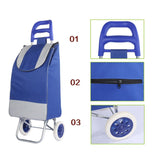 CRONY SC001 Shiping Cart Shopping Trolley Bag Folding Shopping Cart Collapsible Trolley Bag | Navy blue - Edragonmall.com