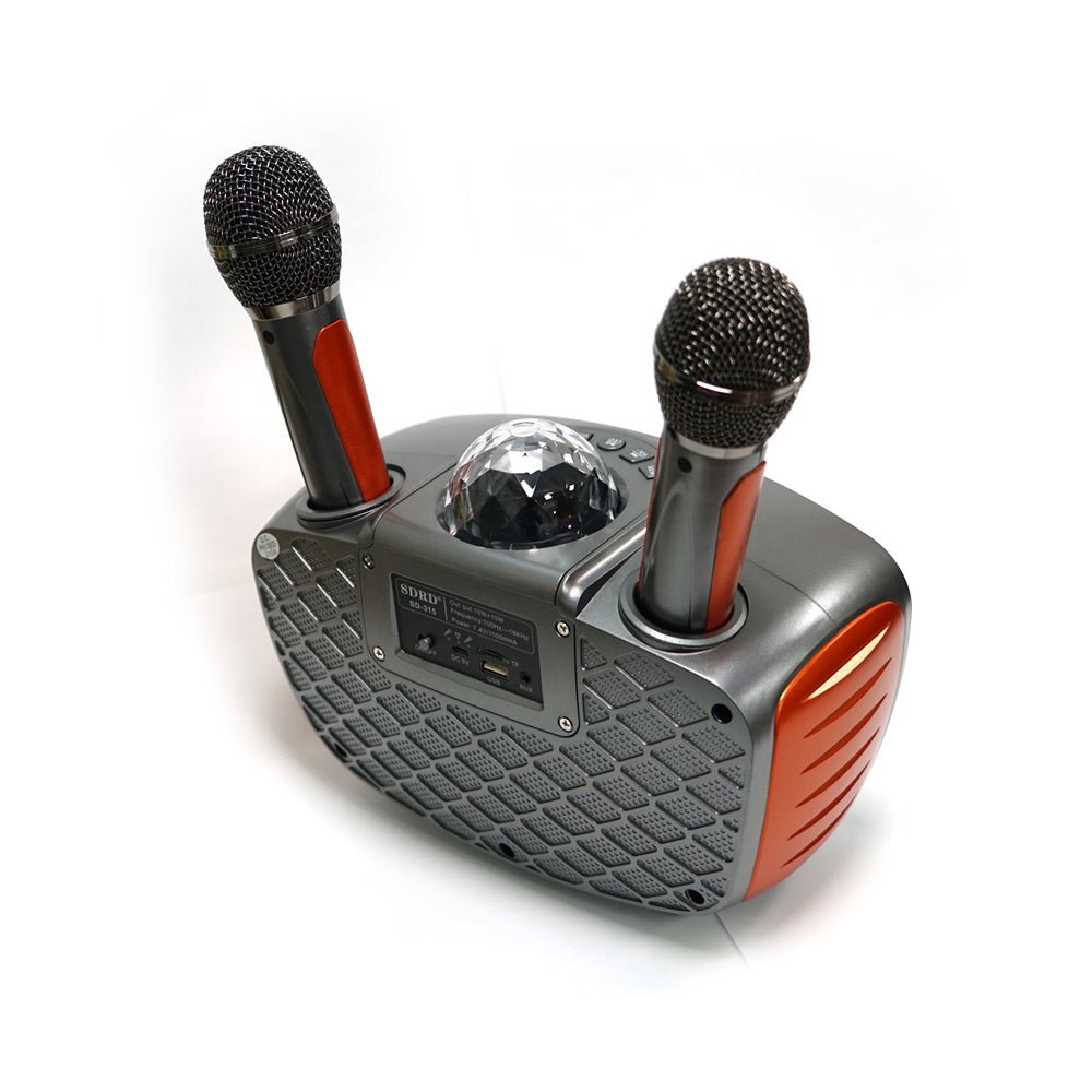 CRONY SD-315 BT Speaker karaoke bluetooth speaker with 2 microphones | Dark gray - Edragonmall.com