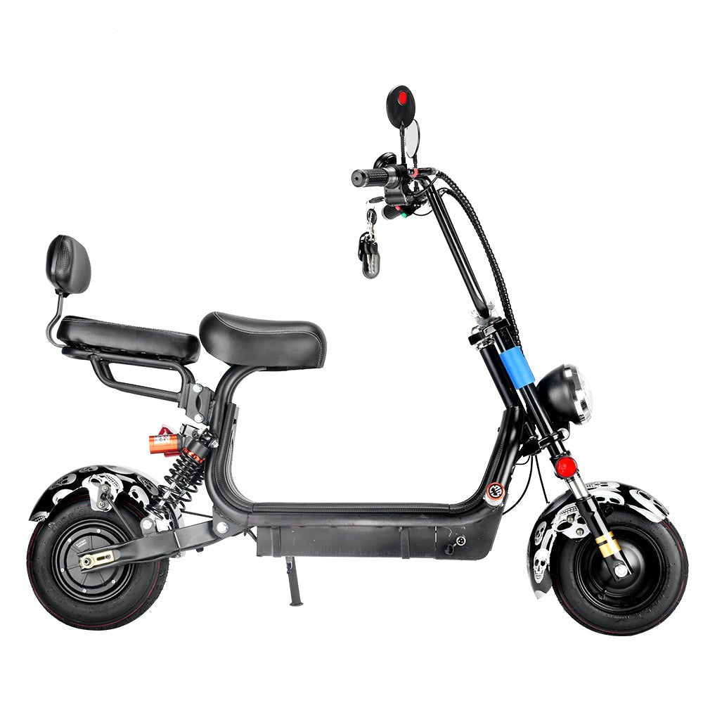 CRONY Small Harley two seat big tires with BT 1000w 60KM/H high power two wheels adult electric scooter motorcycle | Black Spider - Edragonmall.com