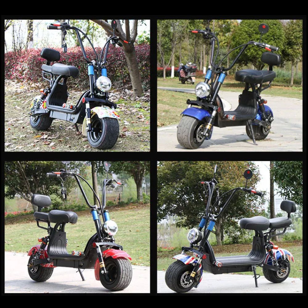 CRONY Small Harley two seat big tires with BT 1000w 60KM/H high power two wheels adult electric scooter motorcycle | Black Spider - Edragonmall.com