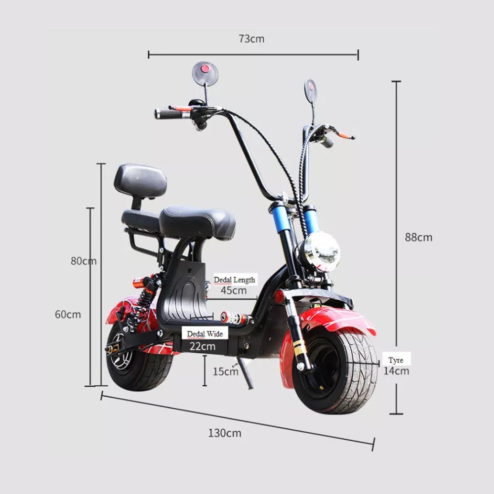 CRONY Small Harley two seat big tires with BT 1000w 60KM/H high power two wheels adult electric scooter motorcycle | Camouflage Blue - Edragonmall.com