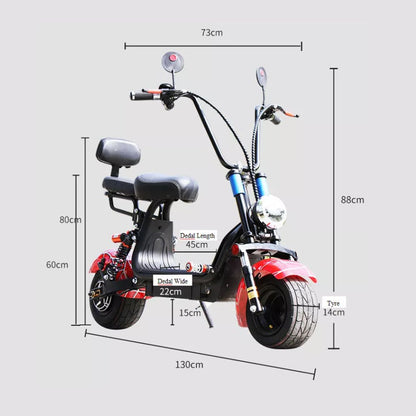 CRONY Small Harley two seat big tires with BT 1000w 60KM/H high power two wheels adult electric scooter motorcycle | orange - Edragonmall.com