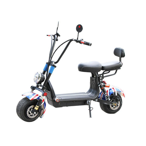 CRONY Small Harley two seat big tires with BT 1000w 60KM/H high power two wheels adult electric scooter motorcycle | UK Flag - Edragonmall.com