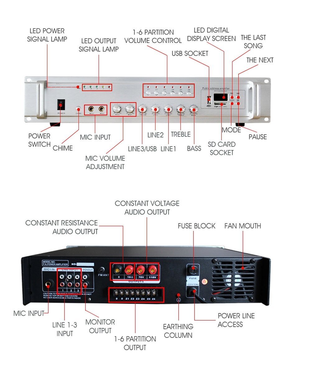 CRONY USB-60W Public Address System Broadcast Amplifier Host - Edragonmall.com