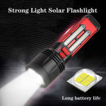 CRONY W5122A Solar Energy Flashlight Plastic with 2835#+3030# Lamp Bead 18650 Battery 2000mAh Switch Type-C Port USB Charging - Edragonmall.com