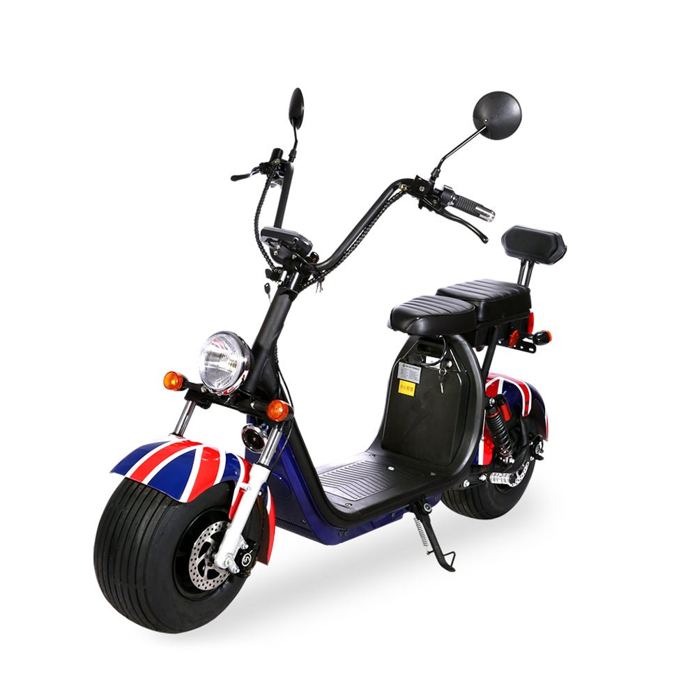 Crony X3 BIG HARLEY+LI-ion battery+BT+double seat UK Word Flag 1500W 2wheel Electric motorcycle | National flag - Edragonmall.com