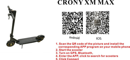 CRONY XM MAX With Antivibrator E-Scooter APP 30km/h Aluminium Alloy Folded 10 Inch tires | Dark grey - Edragonmall.com