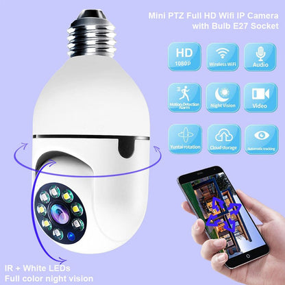 CRONY Y23 JXLCAM light bulb IP Camera body motion tracking night vision motion detection two-way audio - Edragonmall.com