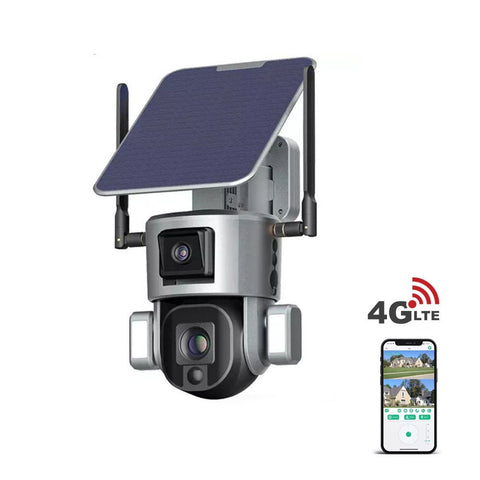 CRONY Y5 4G-4K-8MP-4X Solar Dual Linkage Battery PTZ Camera 8MP Wireless CCTV Camera Outdoor IP66 Waterproof Solar Dual Camera - Edragonmall.com