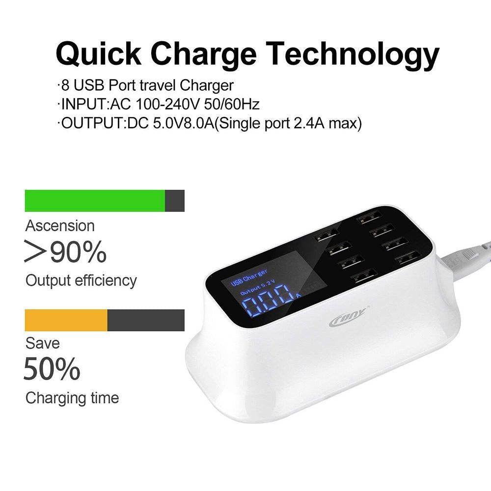 Crony Yc-cda19 8-port Usb Charger Adapter Desktop Wall Charger Smart L 