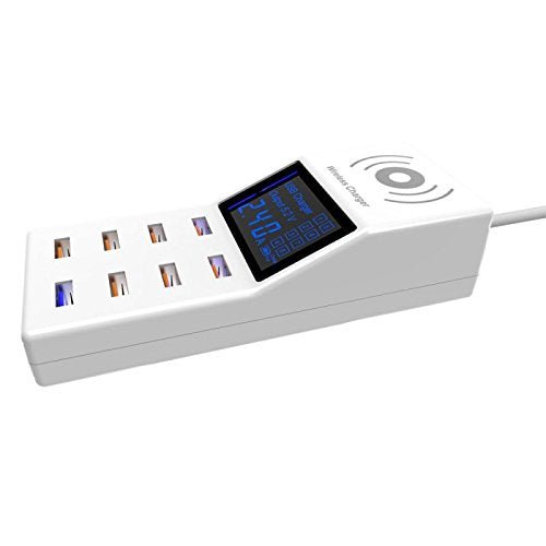 CRONY YC-CDA6A Socket 8USB Charging With Display Adapter dock dock charger QC3.0, wireless charger with LED display Aturos | White - Edragonmall.com