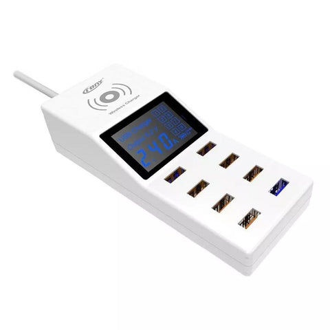 CRONY YC-CDA6W socket 8USB Wireless charging With Display QC3.0 Smart Wireless Fast Charger for iPhone X S9 Mi6 - Edragonmall.com