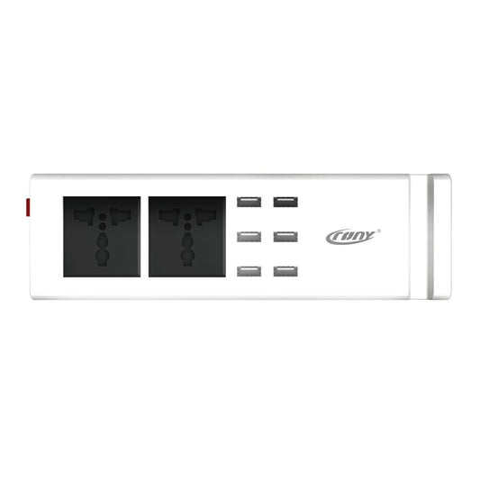 CRONY YC-CDA9 2+socket 6 USB Ports 2 Sockets with US Plug White - Edragonmall.com