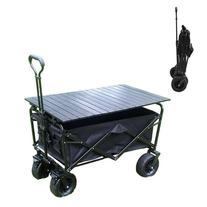 CRONY Ym-003 Folding Shopping Cart With Cover For Beachside Camping Outdoor Heavy Duty Portable Trolley /Black - Edragonmall.com