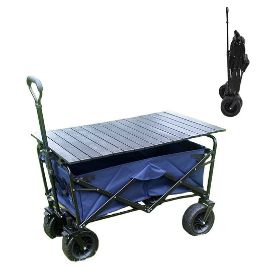 CRONY Ym-003 Folding Shopping Cart With Cover For Beachside Camping Outdoor Heavy Duty Portable Trolley /Blue - Edragonmall.com