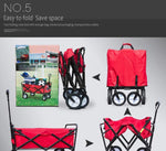CRONY Ym-003 Folding Shopping Cart With Cover For Beachside Camping Outdoor Heavy Duty Portable Trolley /Red - Edragonmall.com