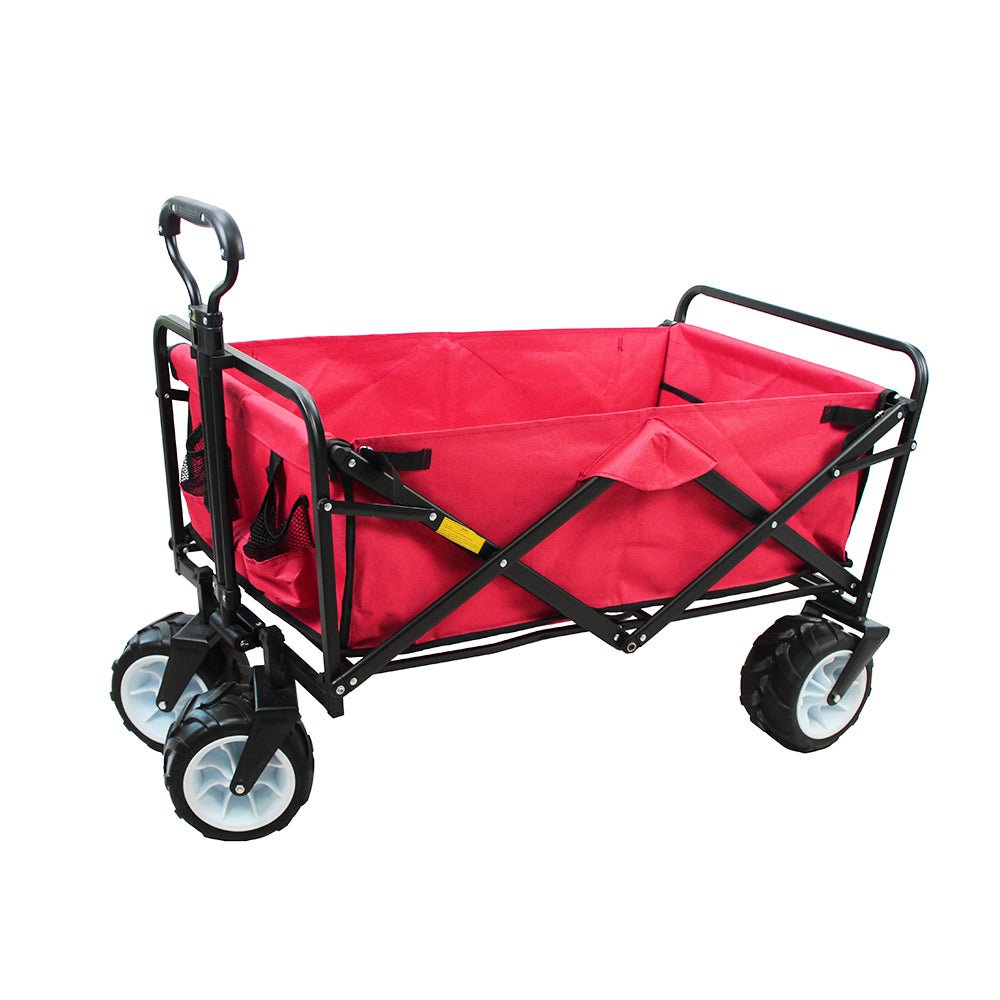 CRONY Ym-003 Folding Shopping Cart With Cover For Beachside Camping Outdoor Heavy Duty Portable Trolley /Red - Edragonmall.com