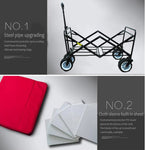 CRONY Ym-003 Folding Shopping Cart With Cover For Beachside Camping Outdoor Heavy Duty Portable Trolley /Red - Edragonmall.com