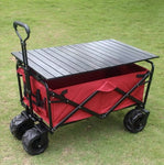 CRONY Ym-003 Folding Shopping Cart With Cover For Beachside Camping Outdoor Heavy Duty Portable Trolley /Red - Edragonmall.com
