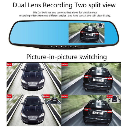 CRPNY D208 Dual-Camera pushbutton dashcam Car Vehicle Blackbox DVR Dash Camera Night Vision Video Driving Recorder - Edragonmall.com