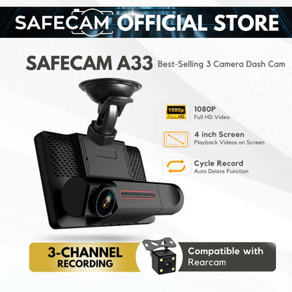K208 Three-Camera pushbutton dashcam Car Camera Car DVR - Edragonmall.com
