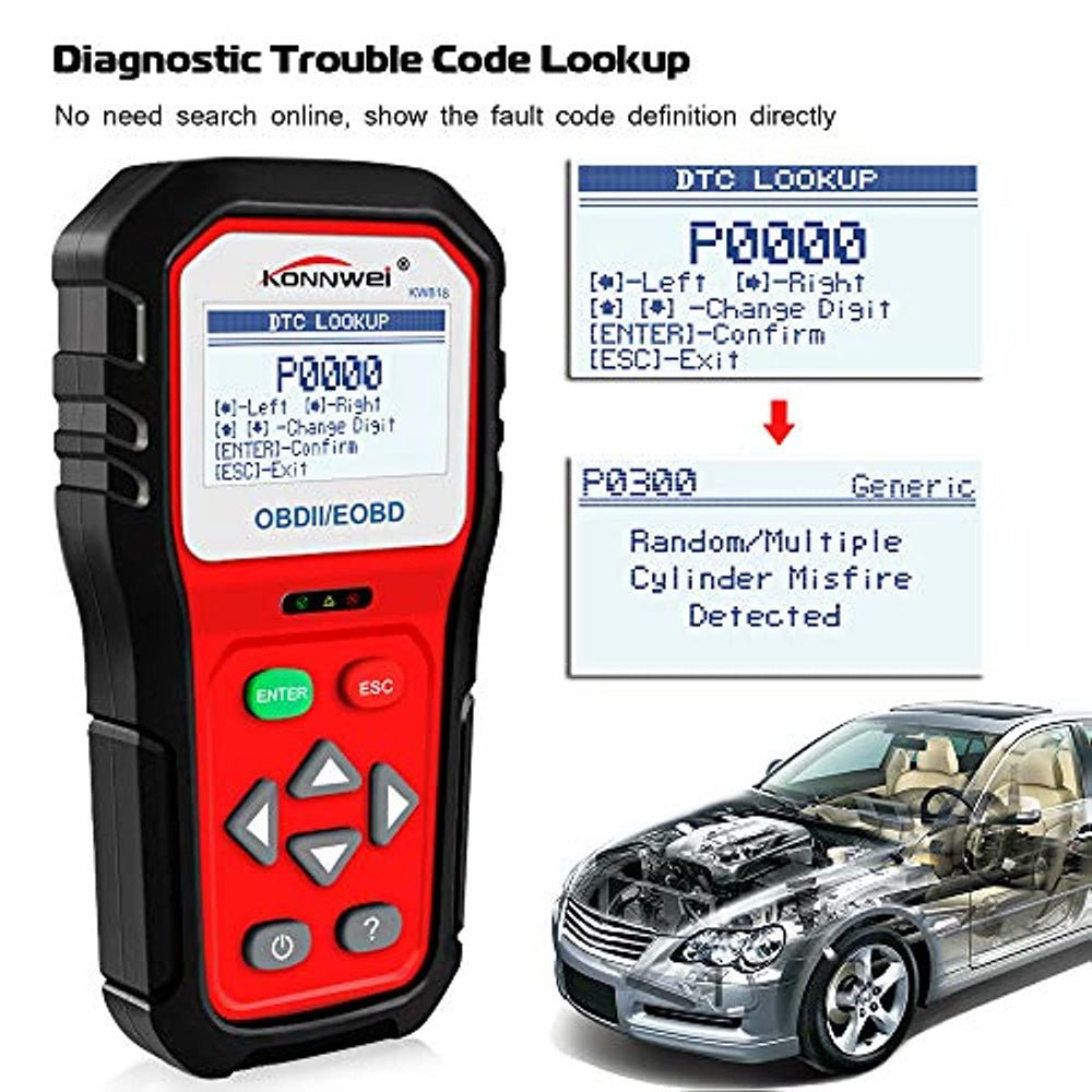 KONNWEI OBD2 Scanner Professional Car OBD II Scanner Auto Diagnostic Fault  Code Reader Automotive Check Engine Light Diagnostic EOBD Scan Tool for All