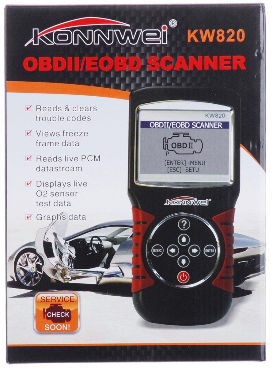 KONNWEI KW820 EOBD Automotive Car OBD2 Car-Detector Scanner OBDII Diagnostic Tool - Edragonmall.com