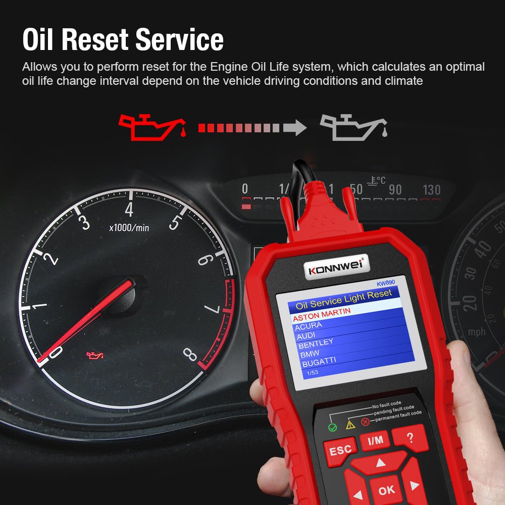 KONNWEI KW890 Battery Tester Car OBDII Oil Service Light Reset Tool OBD2 Scanner Car Professional Automotive Code Reader Diagnose Tool - Edragonmall.com