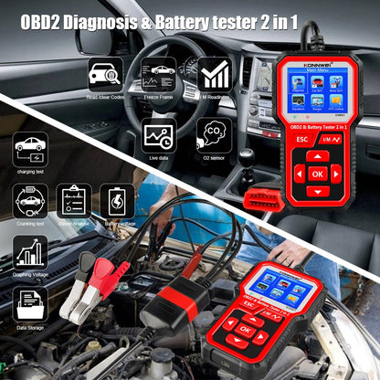 KW681 Car & Motorcycle Battery Tester OBDII Diagnostic Scann - Edragonmall.com