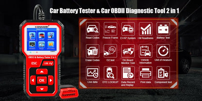 KW681 Car & Motorcycle Battery Tester OBDII Diagnostic Scann - Edragonmall.com