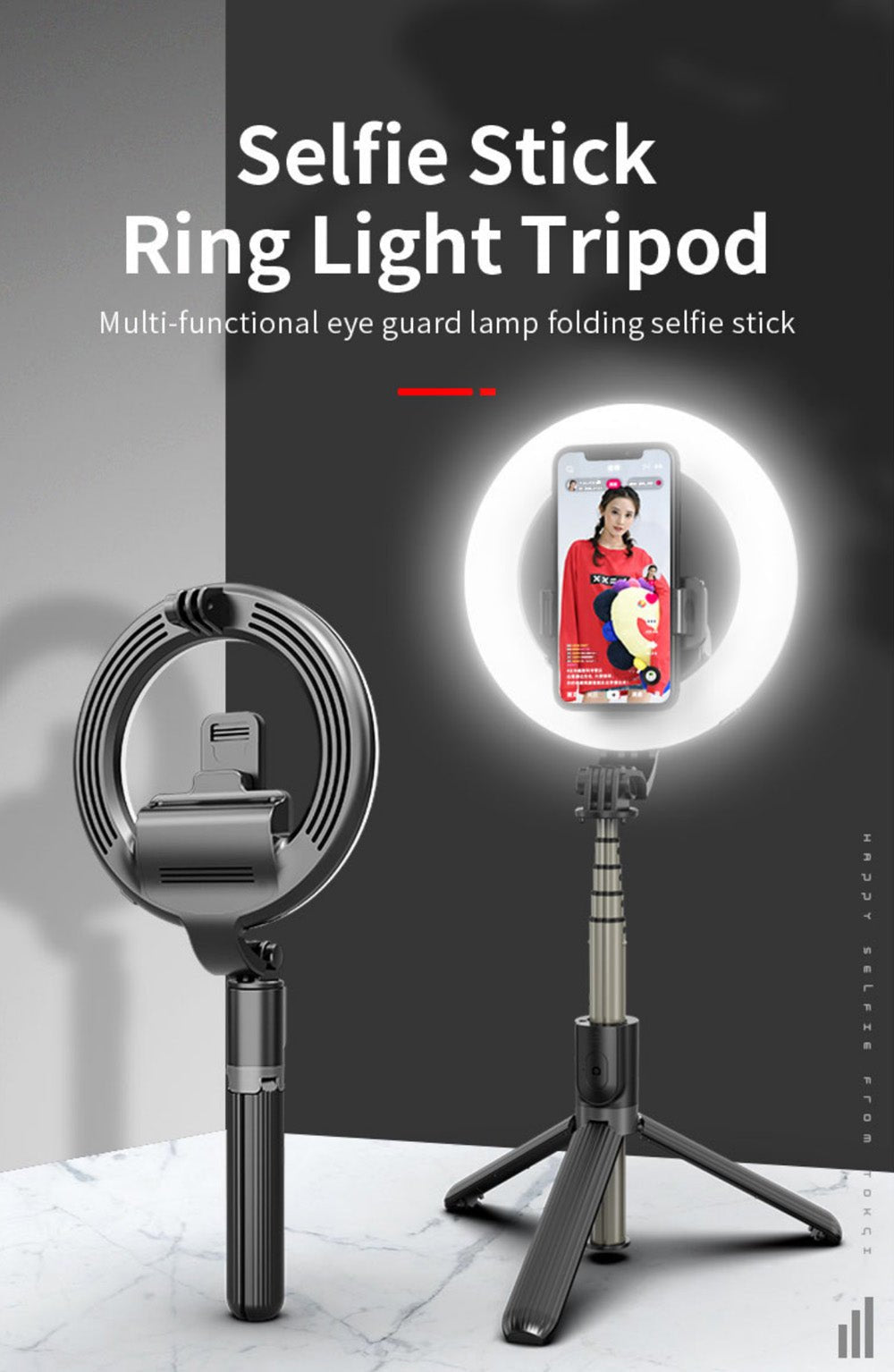 L07 mobile phone Live Fill Light Wireless Control Dimmable Camera Phone Ring Lamp With Stand Tripod - Edragonmall.com