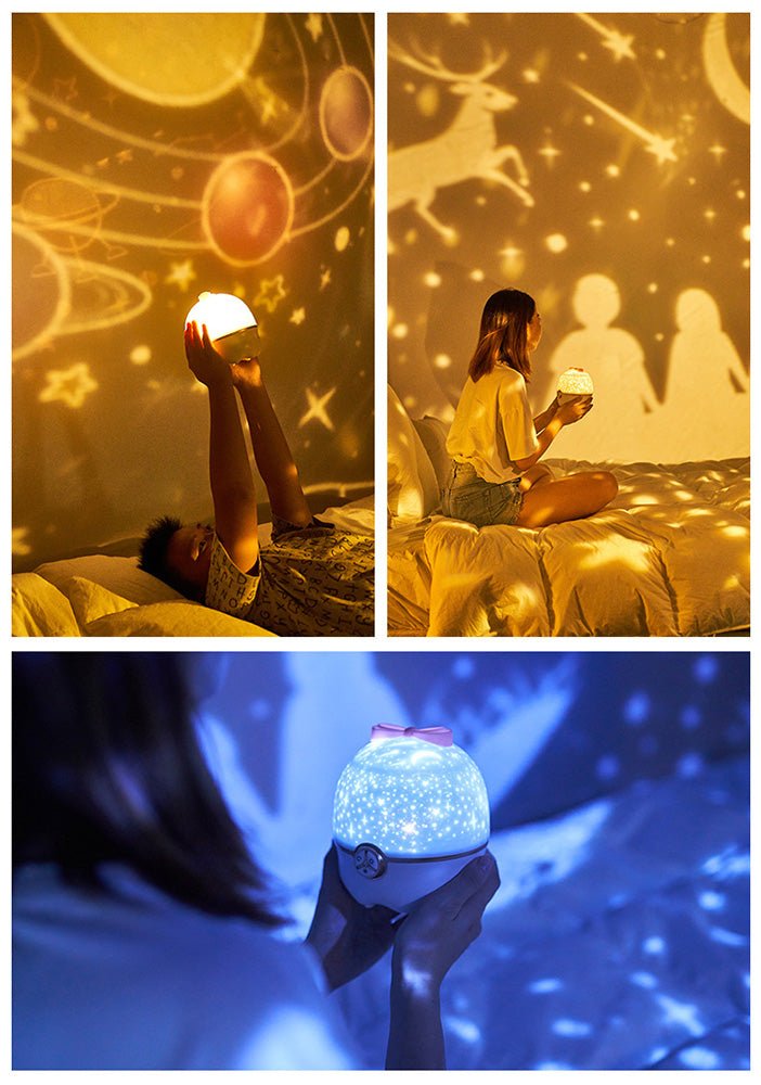 lucky star 8 kinds of pattern light Starry sky projector lamp night light romantic rotating music table lamp - Edragonmall.com