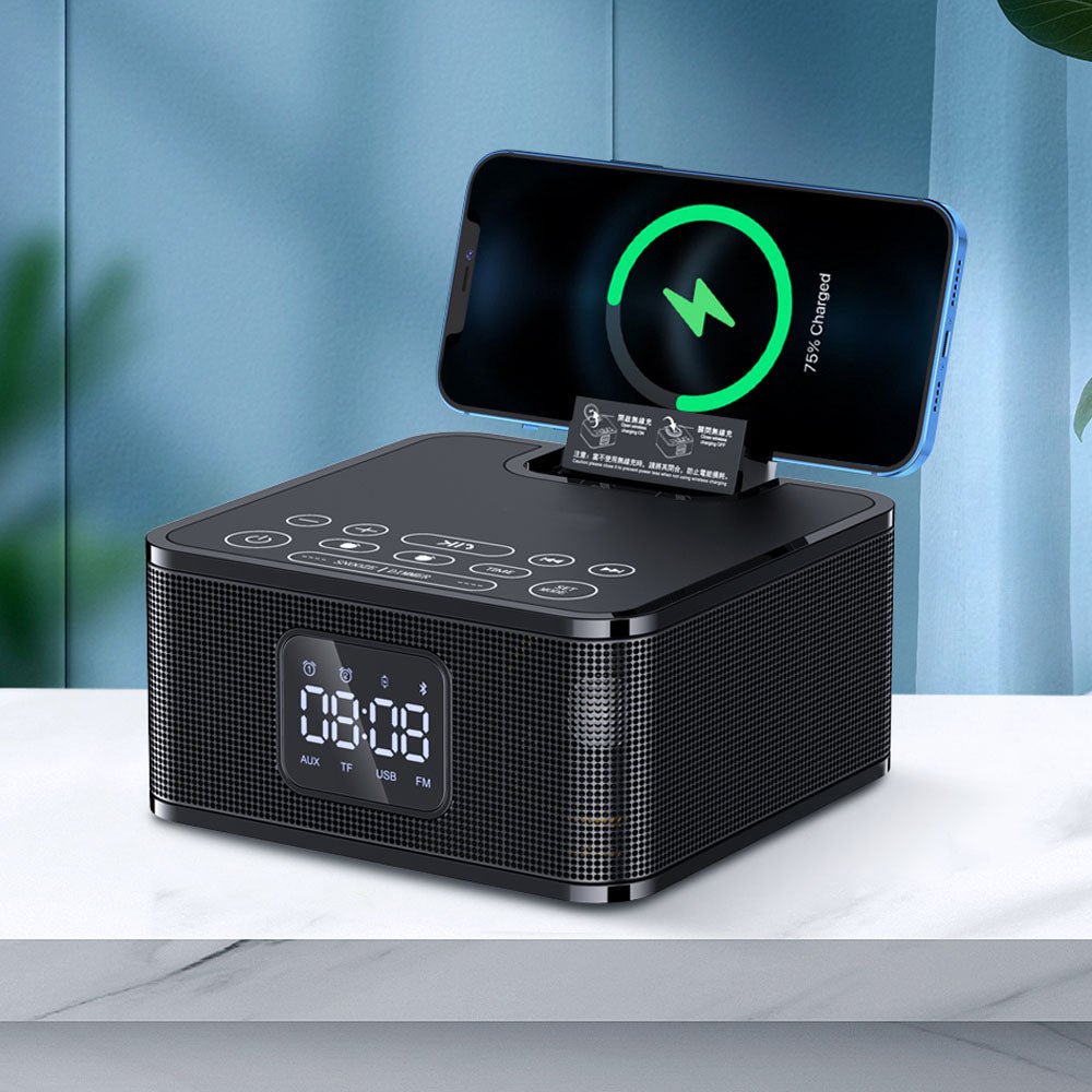 MH-2036 Multi-function audio Multifunctional desktop wireless bluetooth speaker with wireless charger - Edragonmall.com