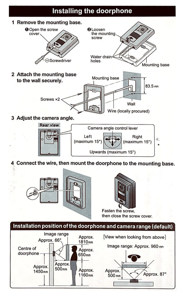 Panasonic VLSW274 VLSW271BX 7inch Panasonic video door bell