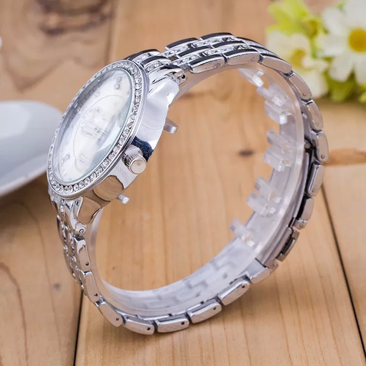 SB 012 Ladies Quartz Diamond Woman Silver Geneva Watch Men s