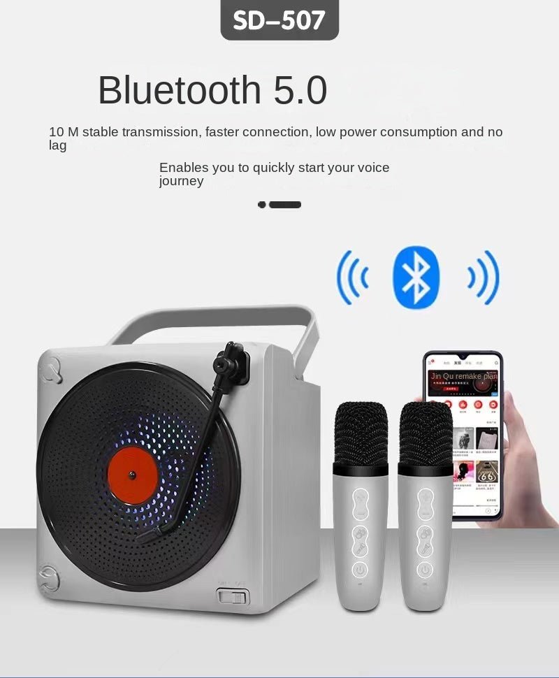 SD-507 BT Speaker Bt speaker high power karaoke pull rod multifunctional SUBWOOFER SPEAKER with wireless LED - Edragonmall.com