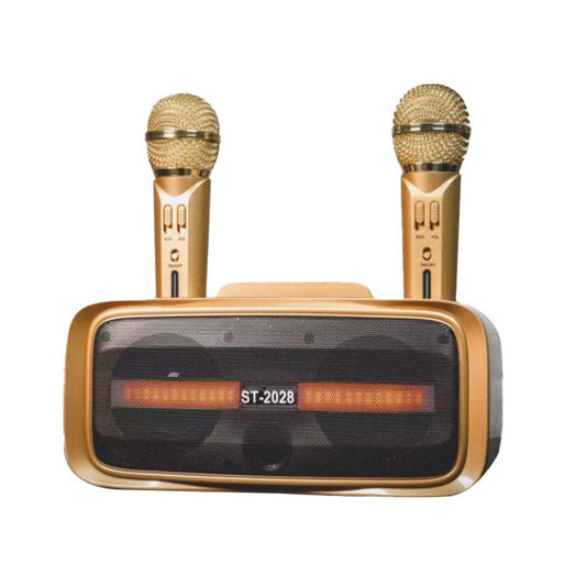 ST-2028 BT Speaker Comes with 2 wireless microphones Full Bluetooth, USB, AUX, TF card connectivity - Edragonmall.com