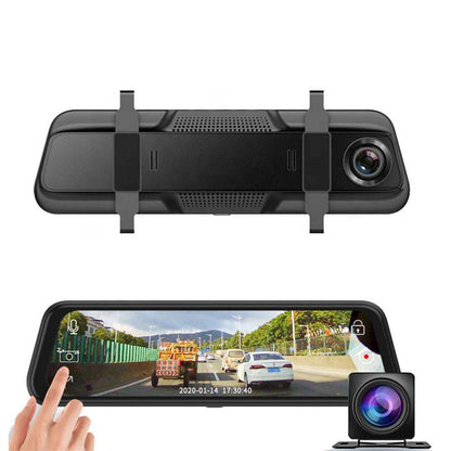 V10 Dual-Camera pushbutton dashcam Car Video Recorder 1080P Dual Lens Dvr Dash Cam 10 Inch Touch Car Camera - Edragonmall.com