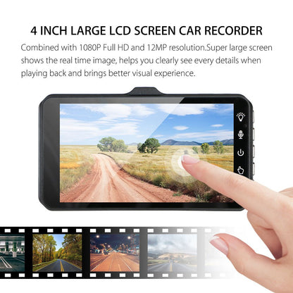 V3S Dual-Camera touch dashcam 1080P Full HD 4" IPS LCD Touch Screen Display Dual Lens Car Camera Car DVR - Edragonmall.com
