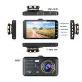 V3S Dual-Camera touch dashcam 1080P Full HD 4" IPS LCD Touch Screen Display Dual Lens Car Camera Car DVR - Edragonmall.com